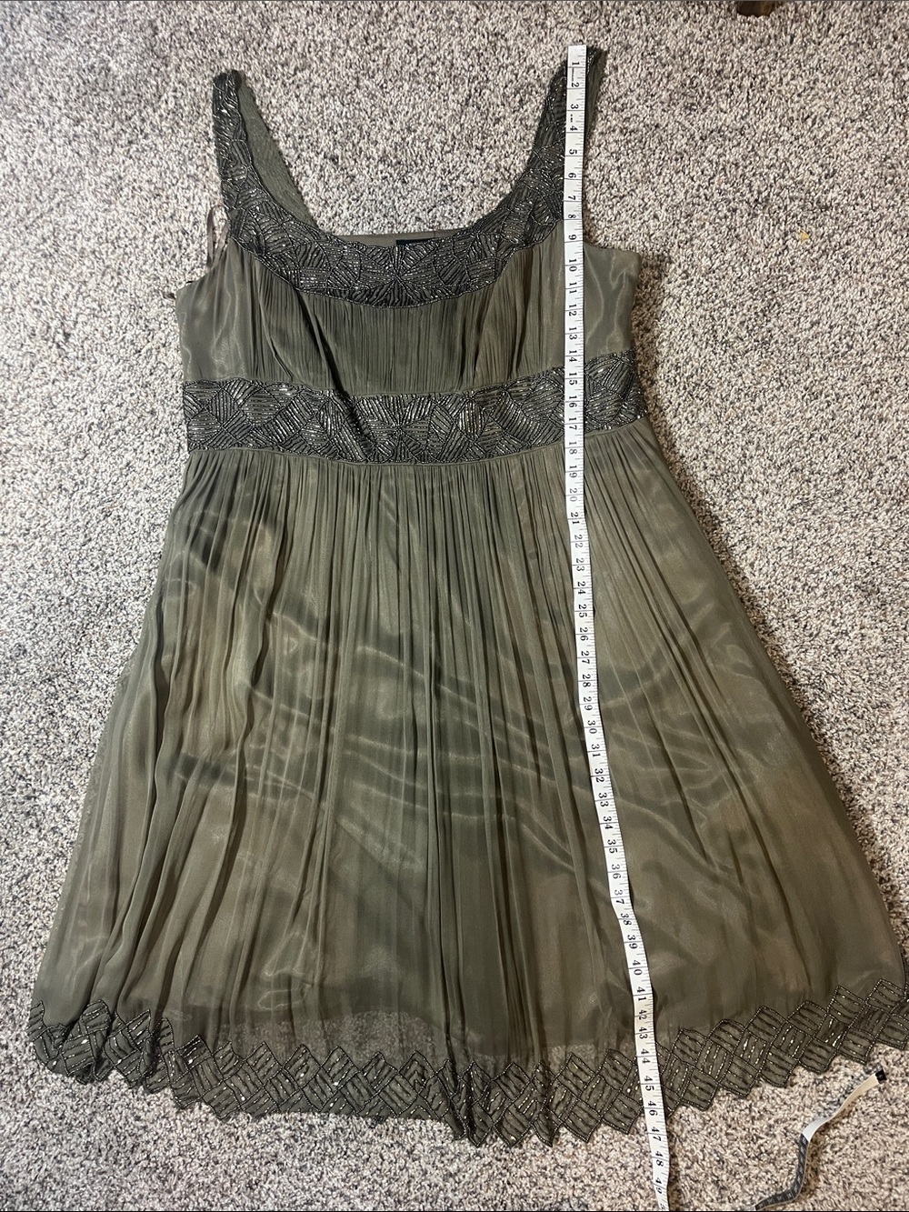 Adrianna Papell Silk Chiffon Beaded Midi Dress, Size 20W - Picture 12 of 12